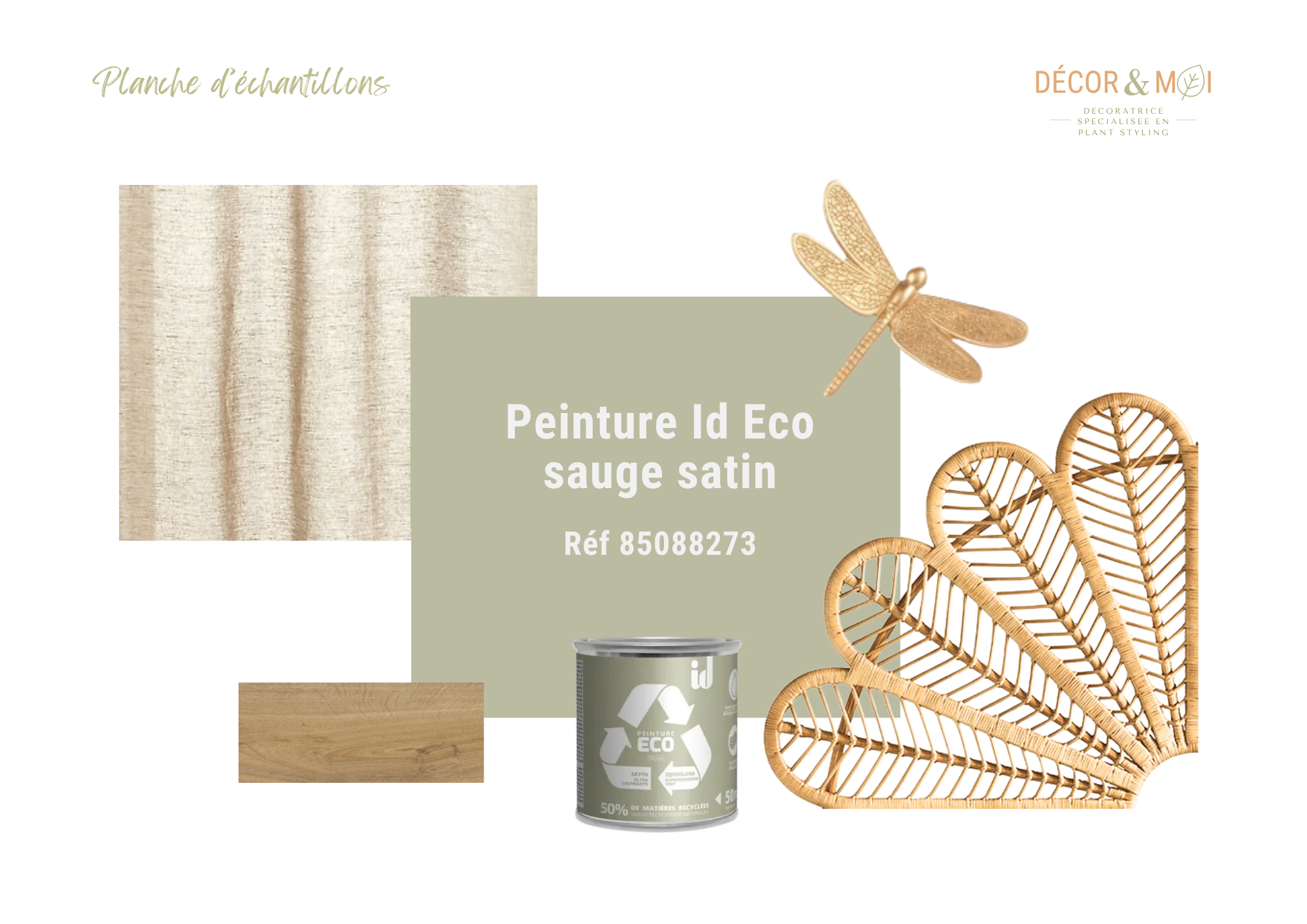 Décoration chambre parentale style bohème chic matière naturelle et vert sauge