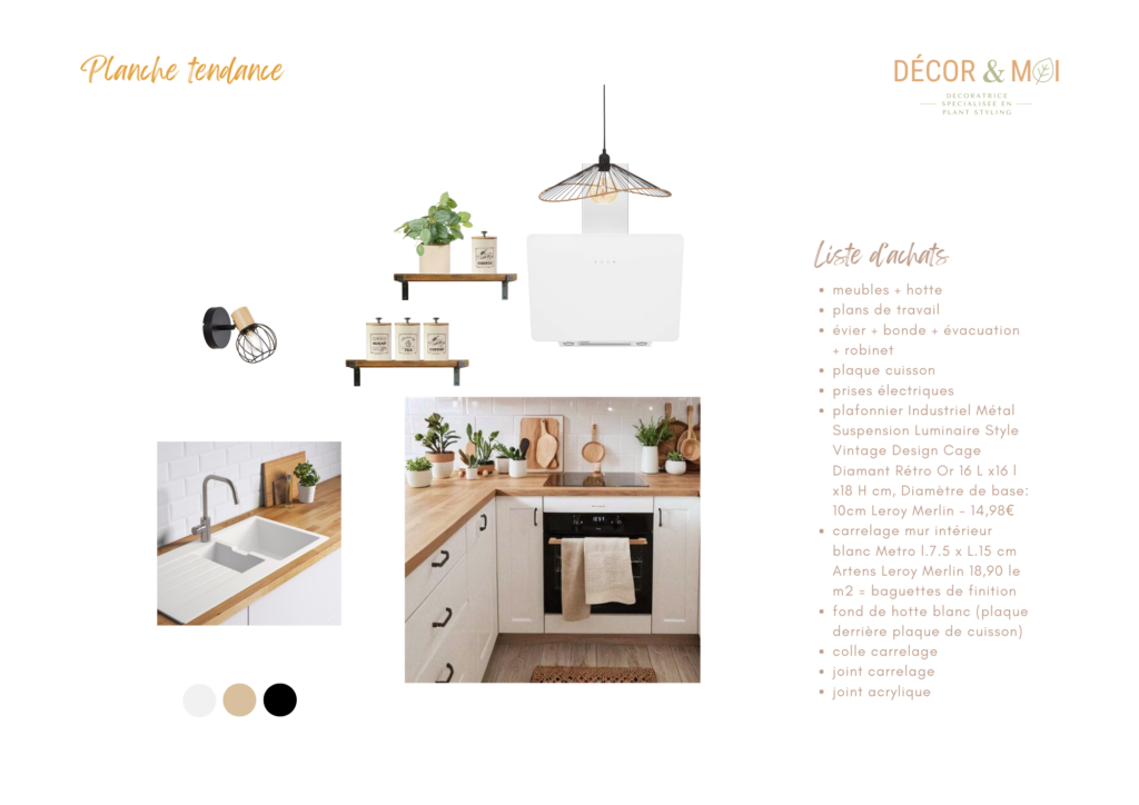 Rénovation décoration cuisine bois meubles blancs carreaux de métro