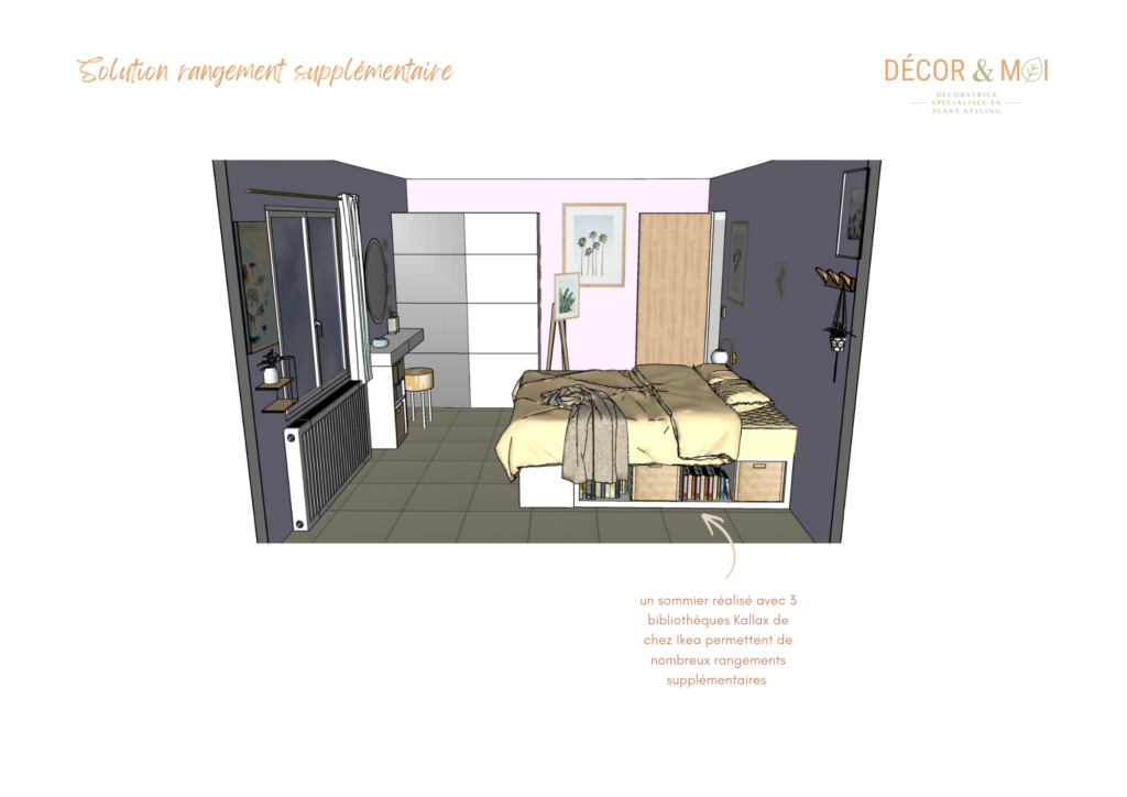 Vue 3D coup chambre adolescente