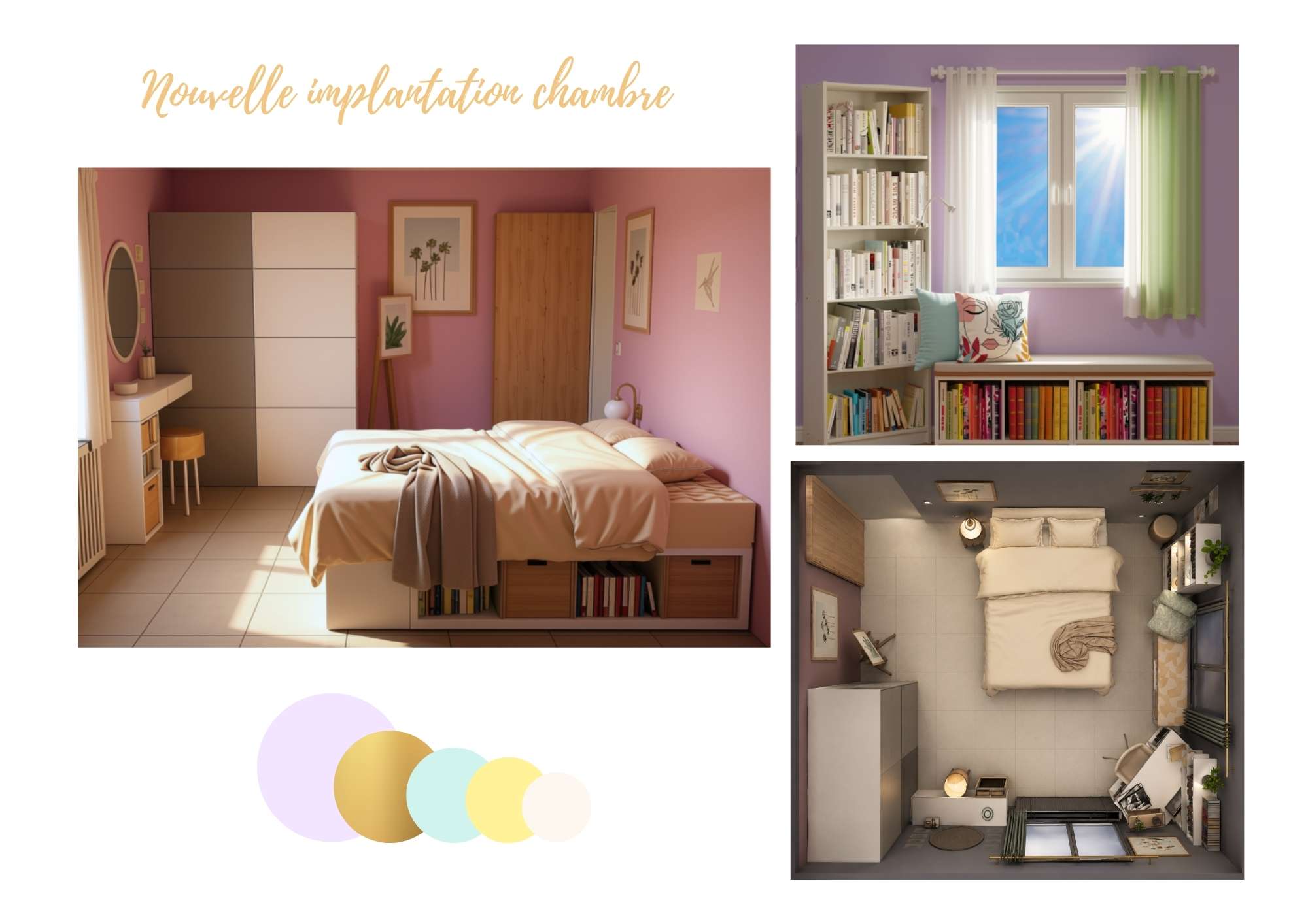 Nouvel aménagement chambre d'adolescente, ajout de rangement, bibliothèque
